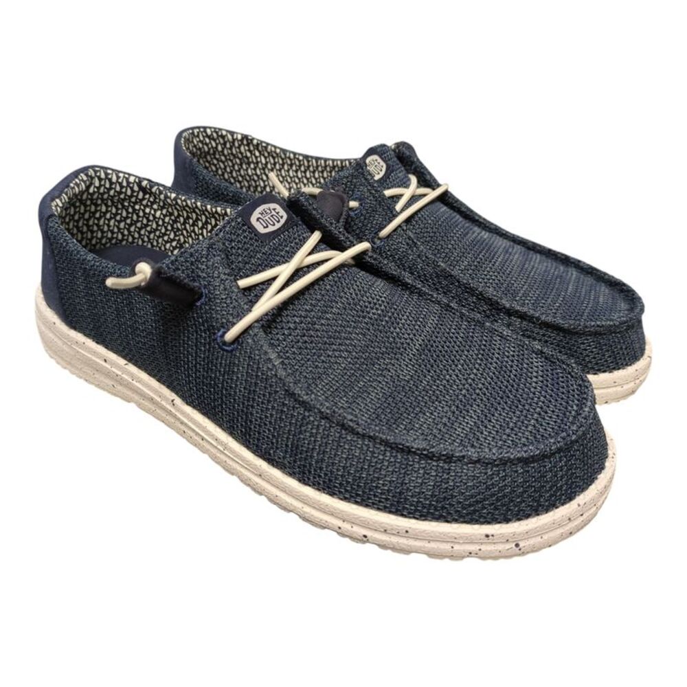 Hey Dude Womens Wendy Sox Stretch Navy Knit Casual Shoes Size 10